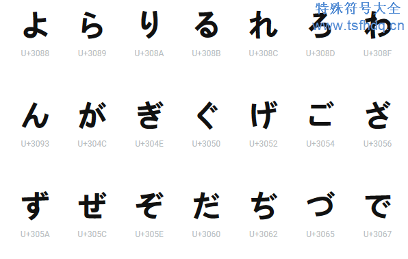 日本平假名字母表符号大全